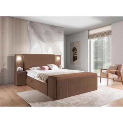 Fun Möbel Boxspringbett MARTEN ÜBERLÄNGE SET.4 in Braun, Liegefläche 120x220 cm – mit Bettkasten, Taschenfederkern